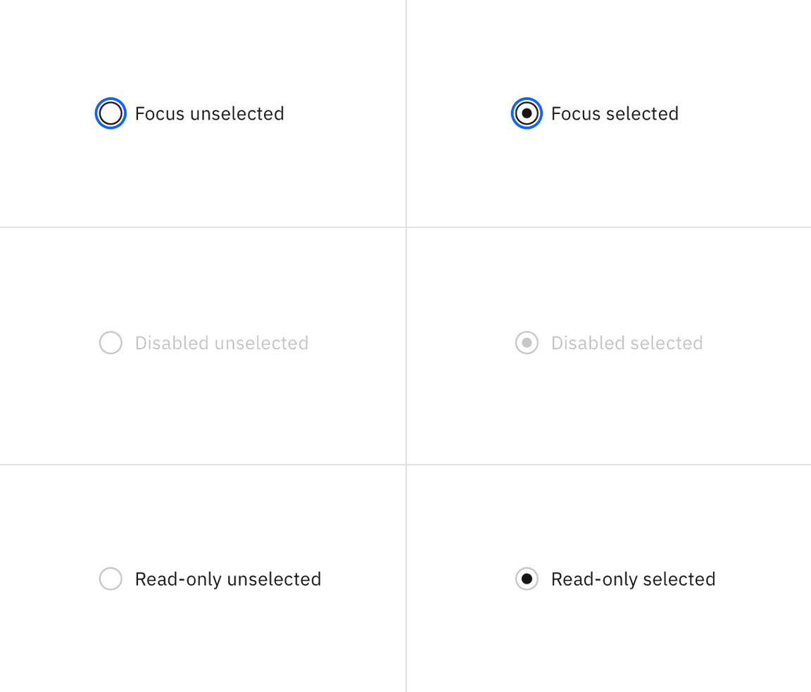 Radio button interactive states